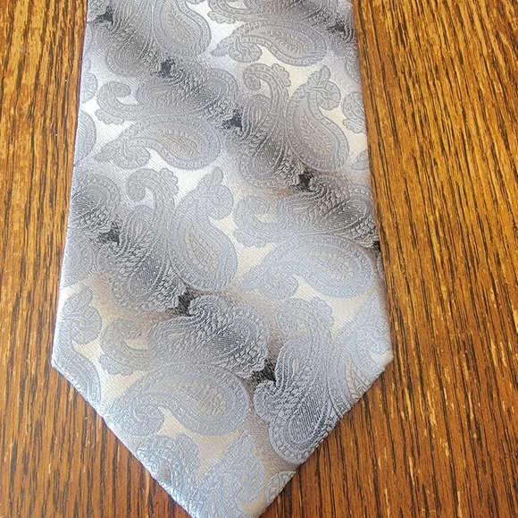 Mens Silk Valerio Garati Hand Made Tie Blue Silver - Picture 6 of 7